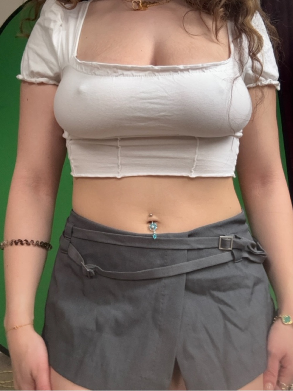 White Square-Neck Puff Sleeve Crop Top